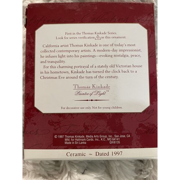 Hallmark Ornament 1997 Victorian Christmas Thomas Kinkade #1 in series - Picture 2 of 4